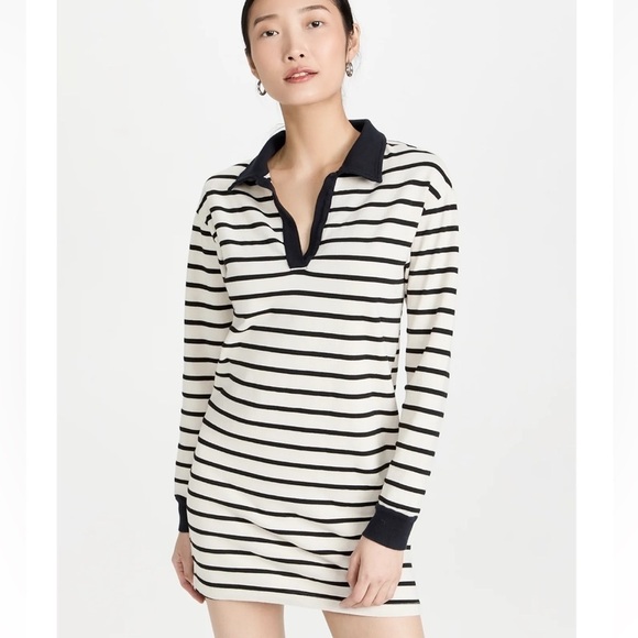 Monrow Dresses & Skirts - NWT MONROW Stripe Relaxed Polo Dress - Size Large